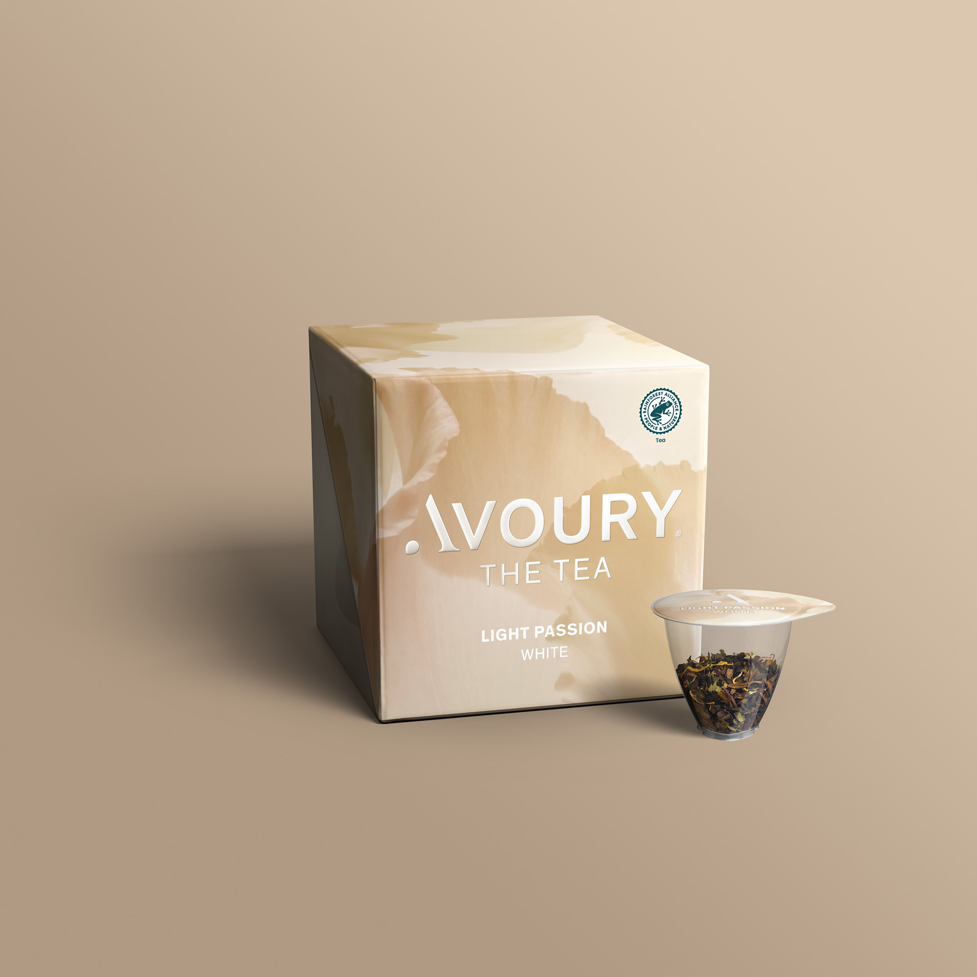 Avoury Light Passion Teeverpackung mit Kapsel in 3D-Ansicht